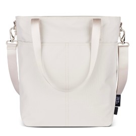 Simple Modern Tote Bag for Women | Small Water-Resistant Laptop Purse with Compartments and Zipper Top | Shoulder Bag with Crossbody Strap and Pockets for Work, Travel & School | Almond Birch