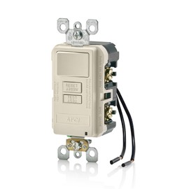 Leviton AFCI/Switch Combination, 15 Amp, Self Test, LED Indicator Light, AFSW1-T, Light Almond
