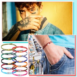 Liliaafar 12 Pcs Surfer Bracelets for Men & Women - Colorful Thin Cord Wrap Bracelets with Snap Hook, Waterproof & Adjustable - Stackable As Anklets for Beach, Outdoor, Daily Wear
