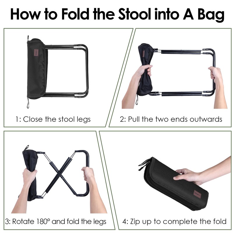 MOONCY Portable Stool, 13 Inch Small Folding Stool for Adults,