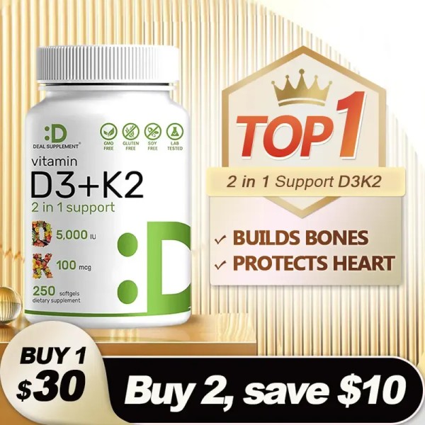 Deal Supplement Vitamin D3K2, 250 Veggie Softgels, 2 in 1