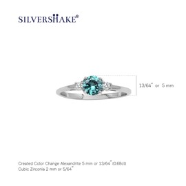 Silvershake Petite Created Color Change Alexandrite and White Cubic Zirconia 925 Sterling Silver Promise Ring Size 6