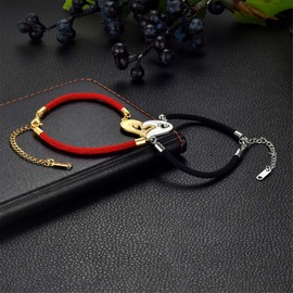 Flongo Couple bracelet, necklace set, rope bracelet, partner bracelets, pendant necklace with engraving, heart puzzle, partner chains, Stainless Steel