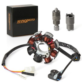 GY6 Magneto Stator 8 Coil with Magneto Flywheel Puller Kit for GY6 50cc 139QMB 139QMA Scooter Moped ATV Go-Kart Engine,High Performance Part(90°)