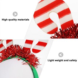 Beaupretty Diademas de bastón de caramelo navideño: 3 unidades de espumillón de Elfo Bopper parpadeante cinta para el pelo, sombrero de Navidad, elfo de Navidad, accesorios para el pelo para fiestas