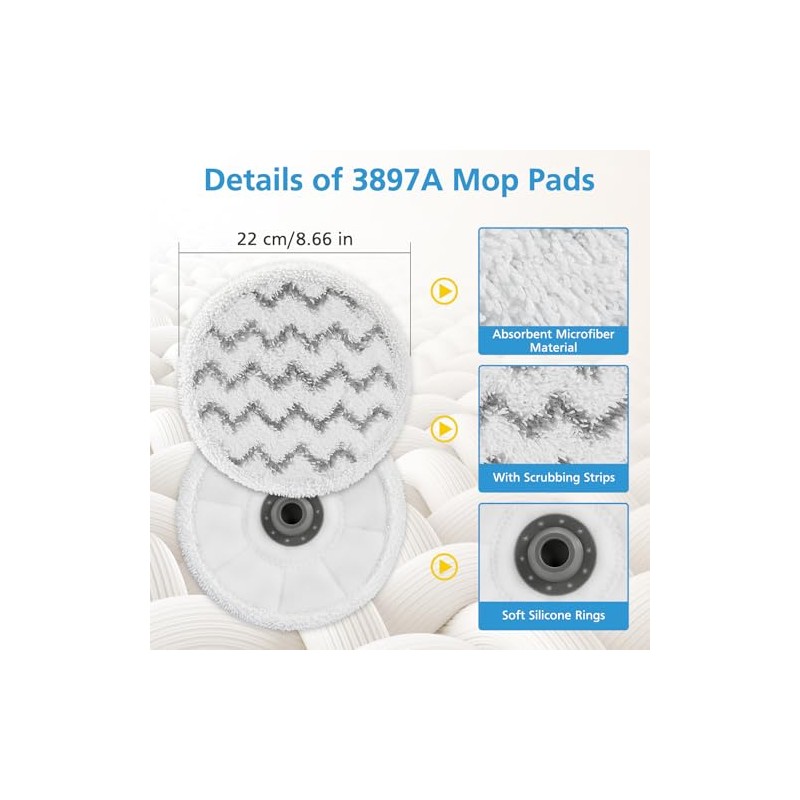 iSingo 6 Pack 3897A / 3712 Rotating Steam Mop Pads