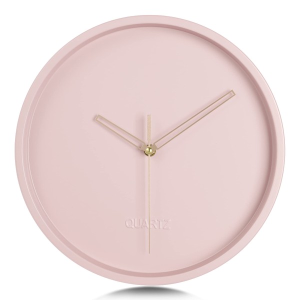Lafocuse Metal Minimalist Pink Wall Clock Silent Modern Wall Clock