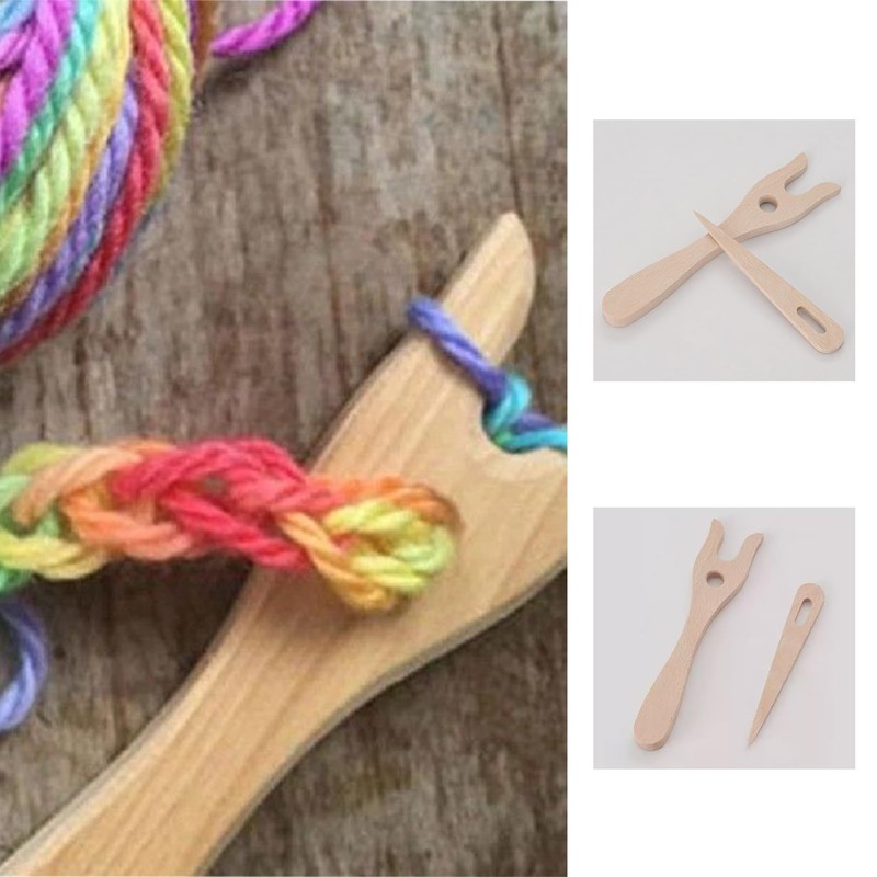 Pack of 2 Knitting Fork, Knitting Fork for Children, Wooden