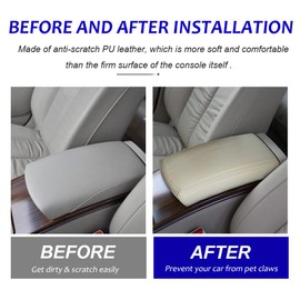 DEYTOP Funda de consola central para Nissan Altima 2008-2012, funda de reposabrazos de coche para Nissan Altima 2008 2009 2012, accesorios de piel antiarañazos (beige)