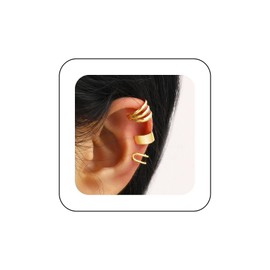 Xmsrn Vintage Circle Hoop Ear Cuff Earrings Gold Hoop Cuff Earrings C-Shape Ear Climber Earrings Hollow Circle Ear Cartilage Cuff Earrings Set Jewelry for Women and Girls (Gold)