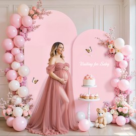 Pink Arch Backdrop Cover Set of 2, Double-Sided Light Pink Backdrop Covers 7.2FT 6FT Spandex Fitted Arch Stand Cover for Wedding, Baby Shower, Party, Photography Decorations