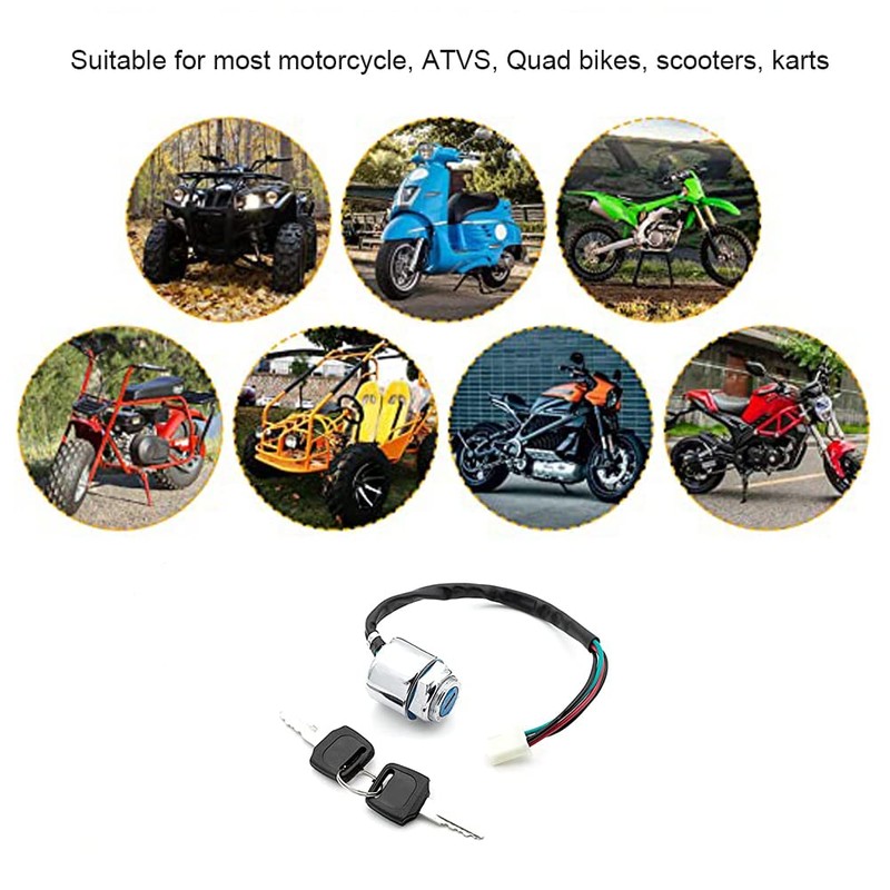 NBVLKH 4 Wire Pin Key Ignition Switch for Go Karts,