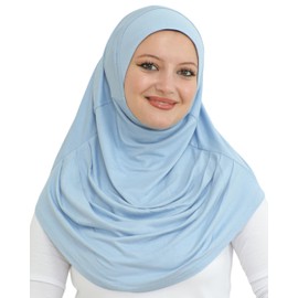Prien Hiyab liso listo para usar para mujeres, turbantes instantáneos musulmanes, bufanda de jersey suave, ropa islámica, hiyabs largos, Abaya, Azul, Estándar