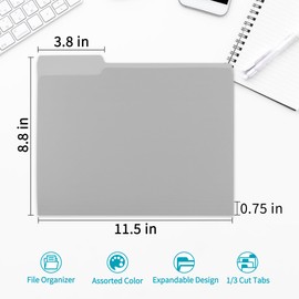 36 Packs Colored File Folders,Grey File Folders Letter Size,1/3 Cut Tabs File Folder,Two-Tone File Folders for School,Office,and Home Organization