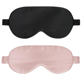 ZatRuiZE Silk Sleep Mask, 2 Pcs 100% Real Natural Pure Silk Eye Mask, 100% Blackout, Eye Sleeping Mask, Eye Sleep Shade Cover for Travel Reduces Puffy Eyes