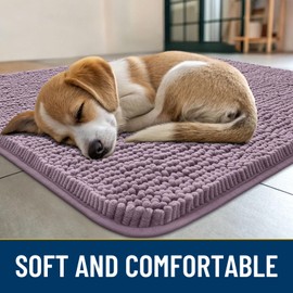 Smiry - Tapete para puerta de perro para patas fangosas, 30 x 20 pulgadas, absorbe la humedad y la suciedad, antideslizante, lavable, de secado rápido, felpilla para puerta delantera, entrada interior