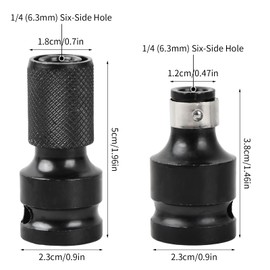 Bit Drill Adapter, Bit Holder Socket Adapters Drill Chuck Set, Impact Wrench Accessory Set, 1/2 Square Drive to 1/4 Hex Shank for Ratchets, Screwdrivers, Drills (C)