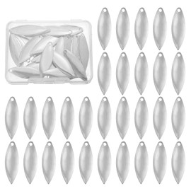 PATIKIL Fishing Lure Blades, 40 Pack 1.2" x 0.4" Fishing Spinner Baits Willowleaf Lure Spinner Making Part with Plastic Storage Box for Bait Accessories, Silver Tone