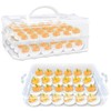 2-Layer Deviled Egg Carrier with Lid,Deviled Egg Trays with Handle,Stack