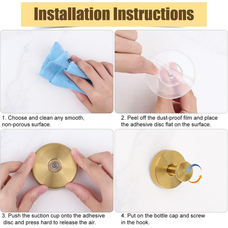 LimCryspp 2Pcs Hook Waterproof Rustproof Bathroom Towel Hanger No-Drill Towel