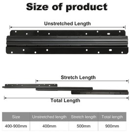 Acrux7 Undermount Stair Drawer Glides, 16 Inch Heavy Duty Under Stair Drawer Slides, 260LB Load Capacity Concealed Bottom Mount Stair Drawer Rails, Full Extension Stairs Cabinet Glides (1 Pair, Black)