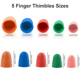 HXMJIED 5 Sizes Rubber Finger Thimbles, 5 Colors Rubber Finger Tips, Thimblette Rubber Finger Pads, Protector Thumb Cover Rubber Finger Pads, Finger Tips Finger Thimbles