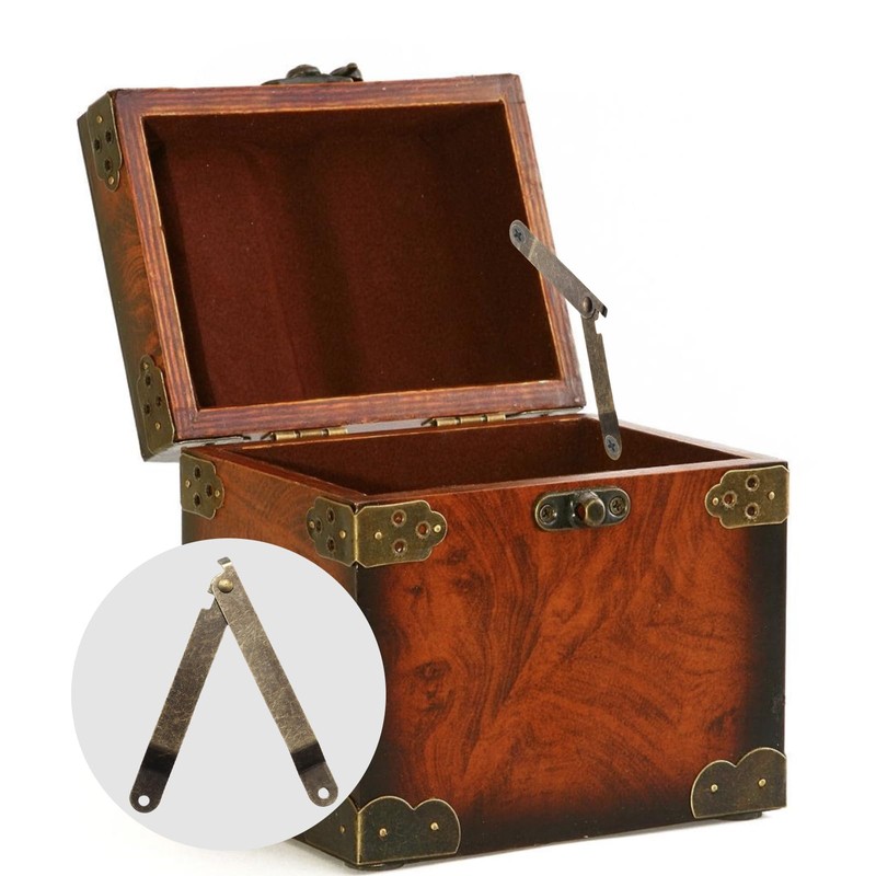 Adyoney 4 Pack Large Antique Brass Folding Lid Support Hinges,