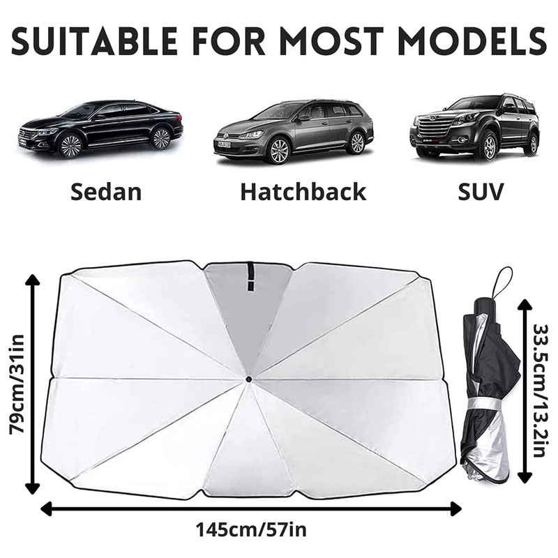 Car Windshield Sun Shade Umbrella, 145 x 79 cm, Foldable