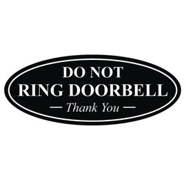All Quality Oval DO NOT Ring DOORBELL Thank You Sign - Black Small
