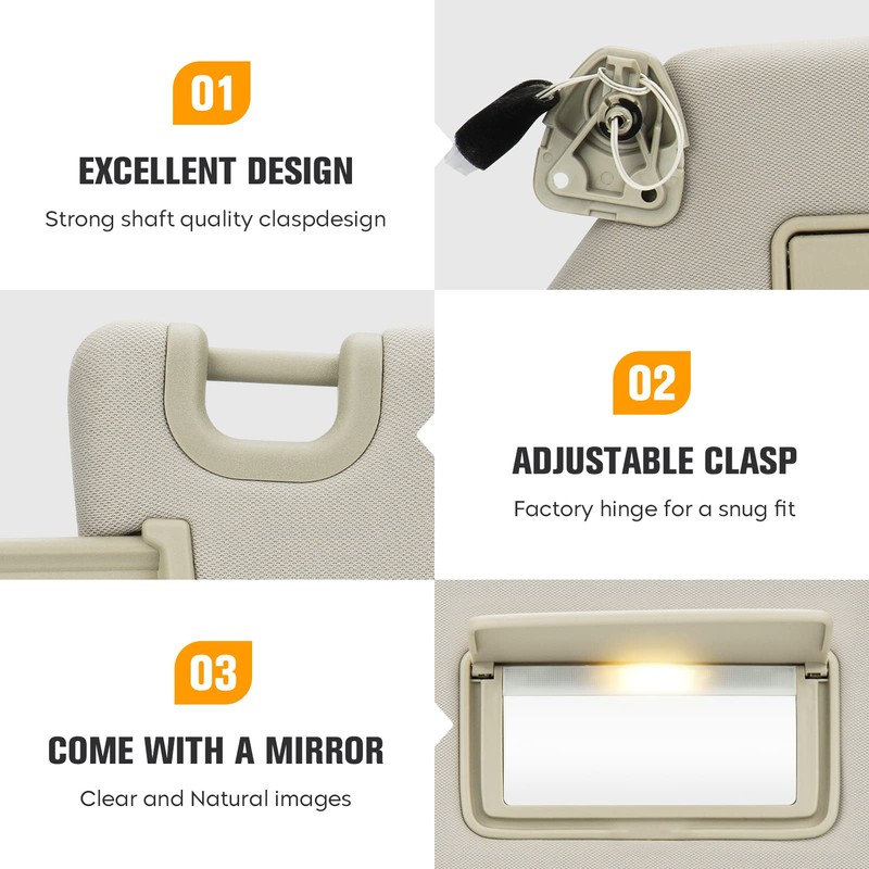 Left Driver side Sun Visor for 2013-2018 Nissan Pathfinder and