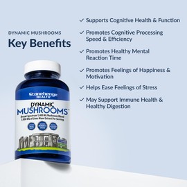 Stonehenge Health Dynamic Mushrooms - 100% Fruiting Bodies & Extracts - Lion’s Mane, Chaga, Maitake, Shiitake, Reishi - Nootropic Brain & Immune System Support - No Mycelium - 60 Veggie Capsules