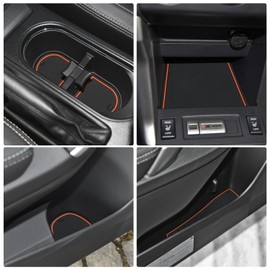 Auovo Anti Dust Mats Compatible with Subaru Forester Accessories 2014-2018 Interior Door Compartment Liners Cup Holder Coasters Center Console Liners 13pcs(Orange)