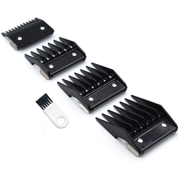 4 Pieces 4 Lengths Professional Hair Clipper Attachment Guard Guide Combs 76926-900, 1/8", 1/4", 3/8", 1/2", Compatible with Oster Classic 76 A5 Andis AG BG Hair Clippers (Black)