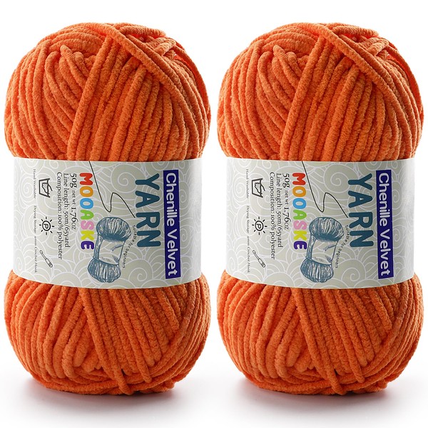 2 Pac Chenille Yarn for Crocheting - Blanket Yarn for