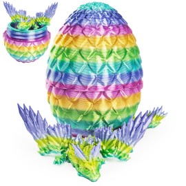 3D Printed Crystal Dragon Egg –3 inches Articulated Surprise Egg with 12 inches Dragon Inside and Executive Desk Decoration Easter Basket Stuffers(Fly Dargon-Colorful, 3'')
