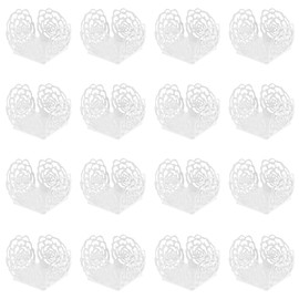 50 PCS Flower Truffle Wrappers, Chocolate Paper Candy Cups White Truffle Wrappers Dessert Liners Small Hollow-out Chocolate Wrapper Paper Baking Cups for Muffins Cupcakes Birthday Wedding Party Decor