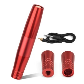 ATOMUS Red 16mm Tattoo Pen Machine Coreless Motor Rotary Machine Permanent Eyebrow Pen with RCA Cable for Tattoo Artist Body Art