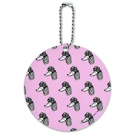 Pretty Poodles Dogs Pattern Round Luggage ID Tag Card Suitcase Carry-On