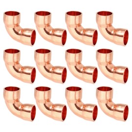 PATIKIL 10mm ID 1mm Thick Elbow Copper Fitting, 12pcs 99.9% Pure Copper Pipe Fitting 90 Degree Short Radius Tube Connector Sweat Solder for HVAC Refrigeration System