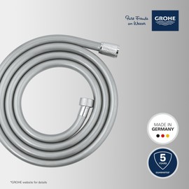 GROHE VitalioFlex Trend - Smooth Shower Hose 2 m (Tensile Strength 50 kg, Pressure Resistance Up to 5 Bar, Heat Resistance 70°C, Universal Connection G 1/2'' x 1/2''), Chrome, 22113000