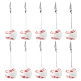 10pcs Ball Base Memo Clip Holders, 4.76x1.57in Premium Resin Baseball Memo Alligator Clip Creative Organizing Sticky Note Cards Supplies for Office Classroom Desk(White)