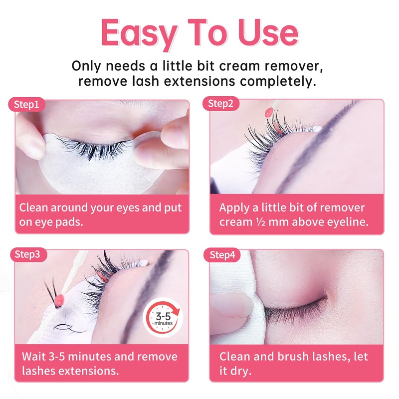 Beauty7 Eyelash Extensions Removal Cream Safe Adhesive, Strawberry Flavor, 5g