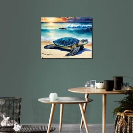 TISHIRON Sea Turtle Paint by Numbers Adults Animals Acrylic Painting Beach Painting by Numbers Kits with Brushes Crafts for Home 40 x 50 cm (Frameless)