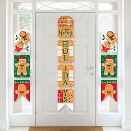 Big Dot of Happiness Gingerbread Christmas - Hanging Vertical Paper Door Banners - Gingerbread Man Holiday Party Wall Decoration Kit - Indoor Door Decor