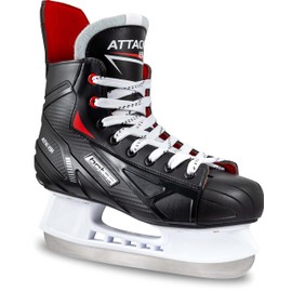 Botas - ATTACK 191 - Men's Ice Hockey Skates | Made in Europe (Czech Republic) | Color: Black/Red/White, Men's 6