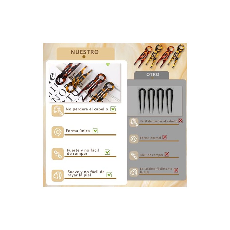 4PCS Horquillas Francesas, horquillas para cabello, Pinzas para Cabello (B)