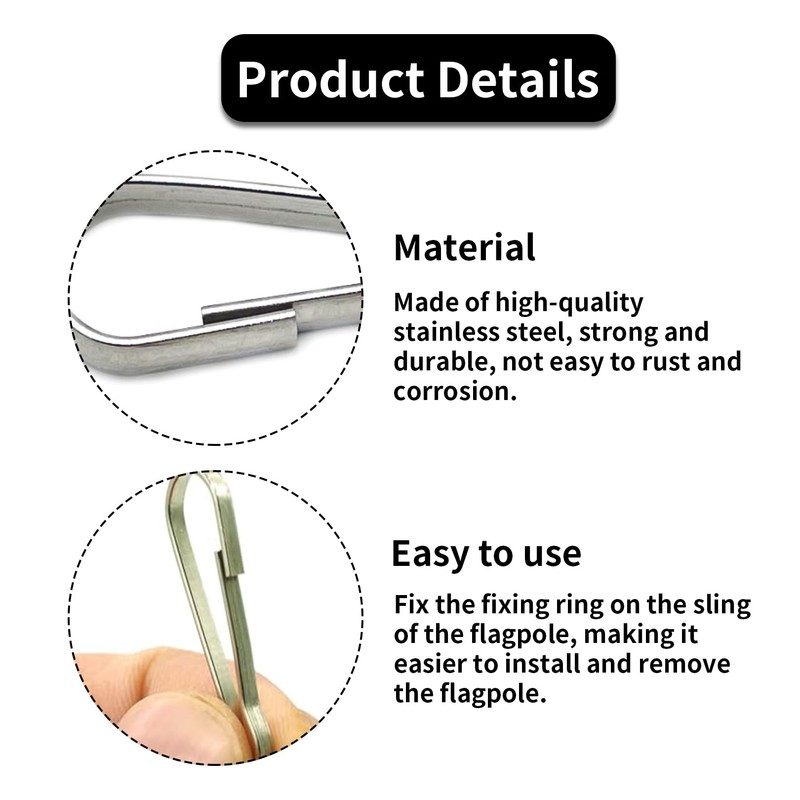 50 Pcs Flag Pole Clips,50mm Stainless Steel Flagpole Attachment,Lanyard Snap