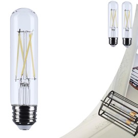 Satco 5.5W T10 LED Light Bulb 3500K Neutral White 450 Lumens Clear 300 Degree Beam E26 Medium Base 92 CRI Dimmable Wet Rated IP65 Enclosed Fixture Rated 120V S12524 (2 Pack)