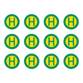 Stickers: Diameter 25 mm, Pack of 12 - Bus Stop - StVO Mark Z-224 (Green/Yellow)