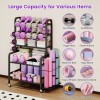 All-in-One Dumbbell Rack with Lockable Wheels,Mobile Fitness Equipment Organizer Stand